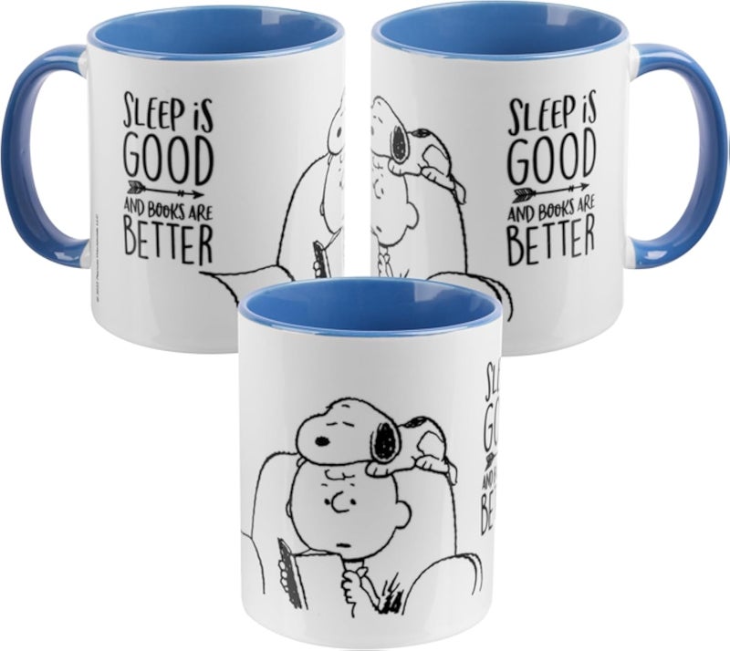 United Labels The Peanuts Snoopy - Sleep is good and books are better - Coffee Mug Ceramic Blue White 320 ml